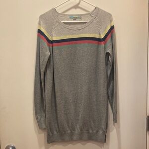 Boden S4 Gray Sweater with Colorful Stripes